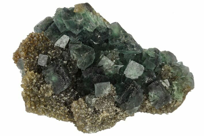 Green Cubic Fluorite on Quartz - China #114024